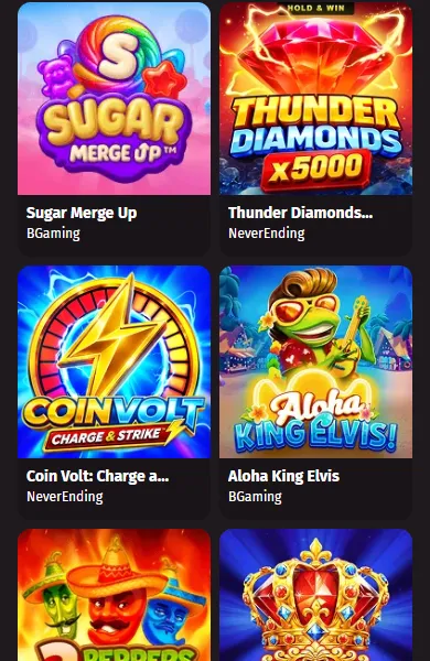 Wanted Win online game lobby on a phone with Sugar Merge Up and Aloha King Elvis Wanted Win online game lobby on a phone with Sugar Merge Up and Aloha King Elvis