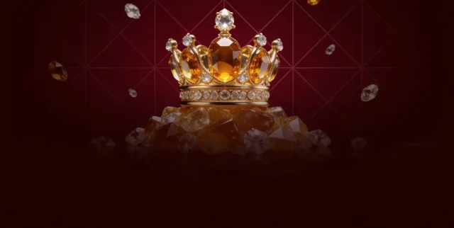 Gold crown on a dark red background for Wanted Win rewards and loyalty levels Gold crown on a dark red background for Wanted Win rewards and loyalty levels
